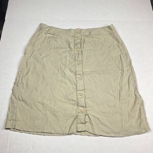 NYDJ Womens Linen Blend A-Line Skirt Beige Button Front Casual Lift Tuck Size 18